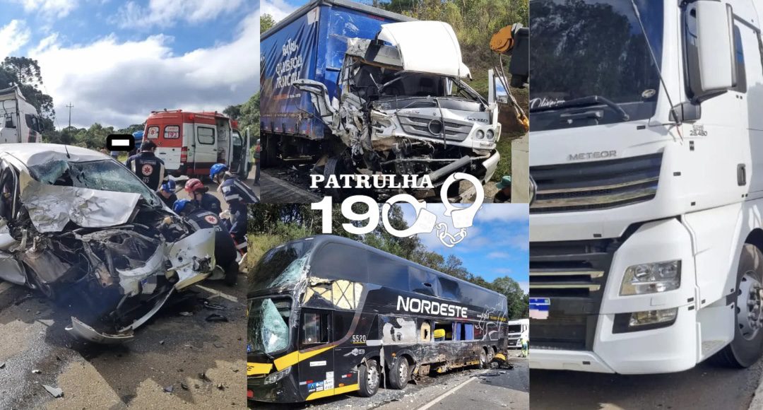 ACIDENTE GRAVE NA BR-277 EM GUARAPUAVA ENVOLVE CINCO VEÍCULOS E DEIXA QUATRO FERIDOS