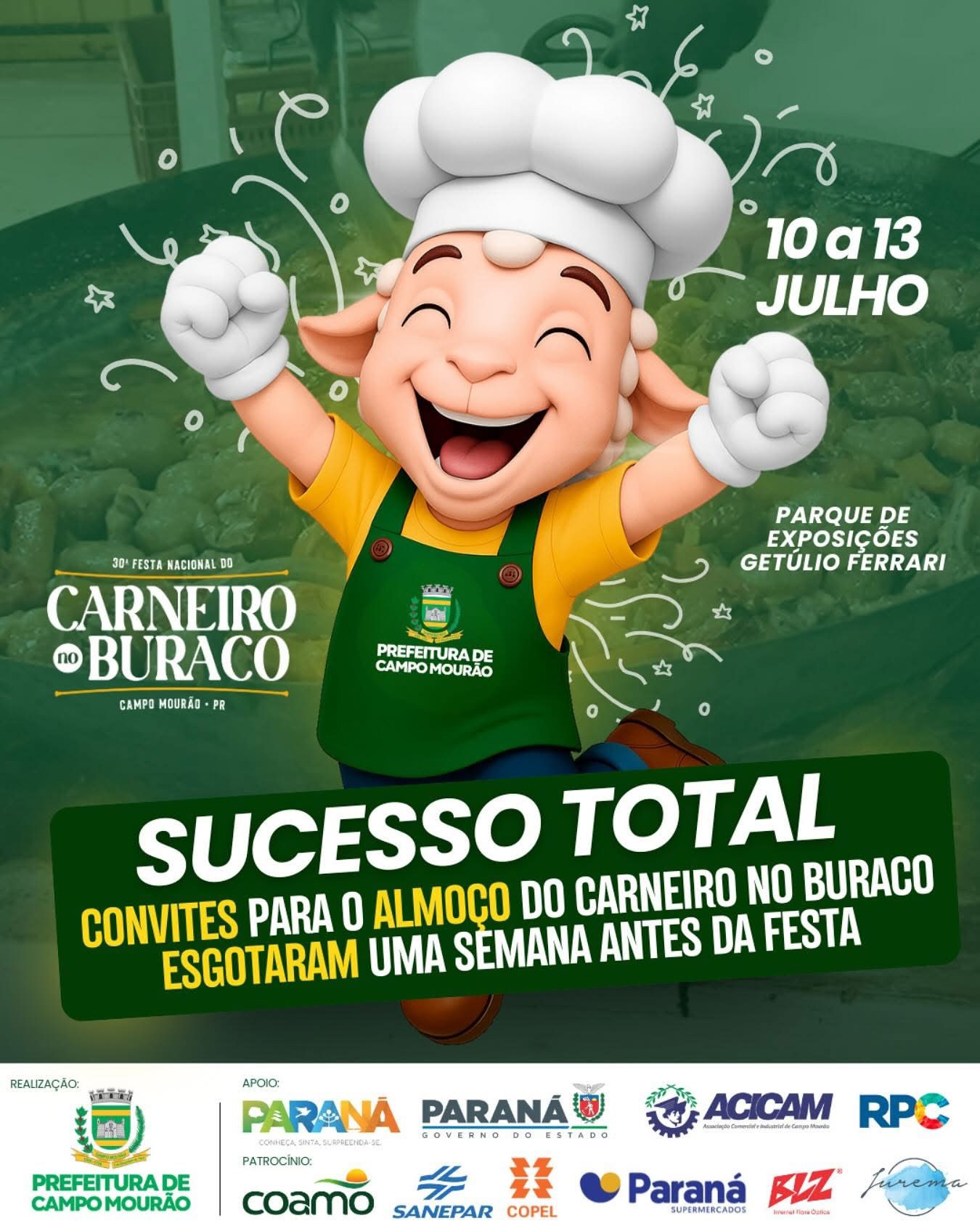 Ingressos Esgotados para o Almoço do Carneiro no Buraco em Campo Mourão