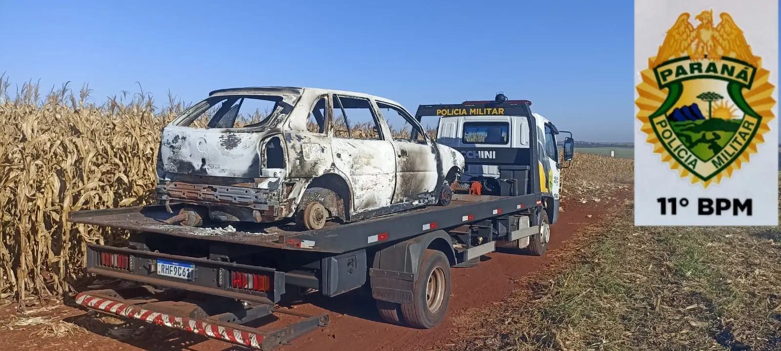 Veículo Furtado é Encontrado Queimado em Área Rural de Campo Mourão