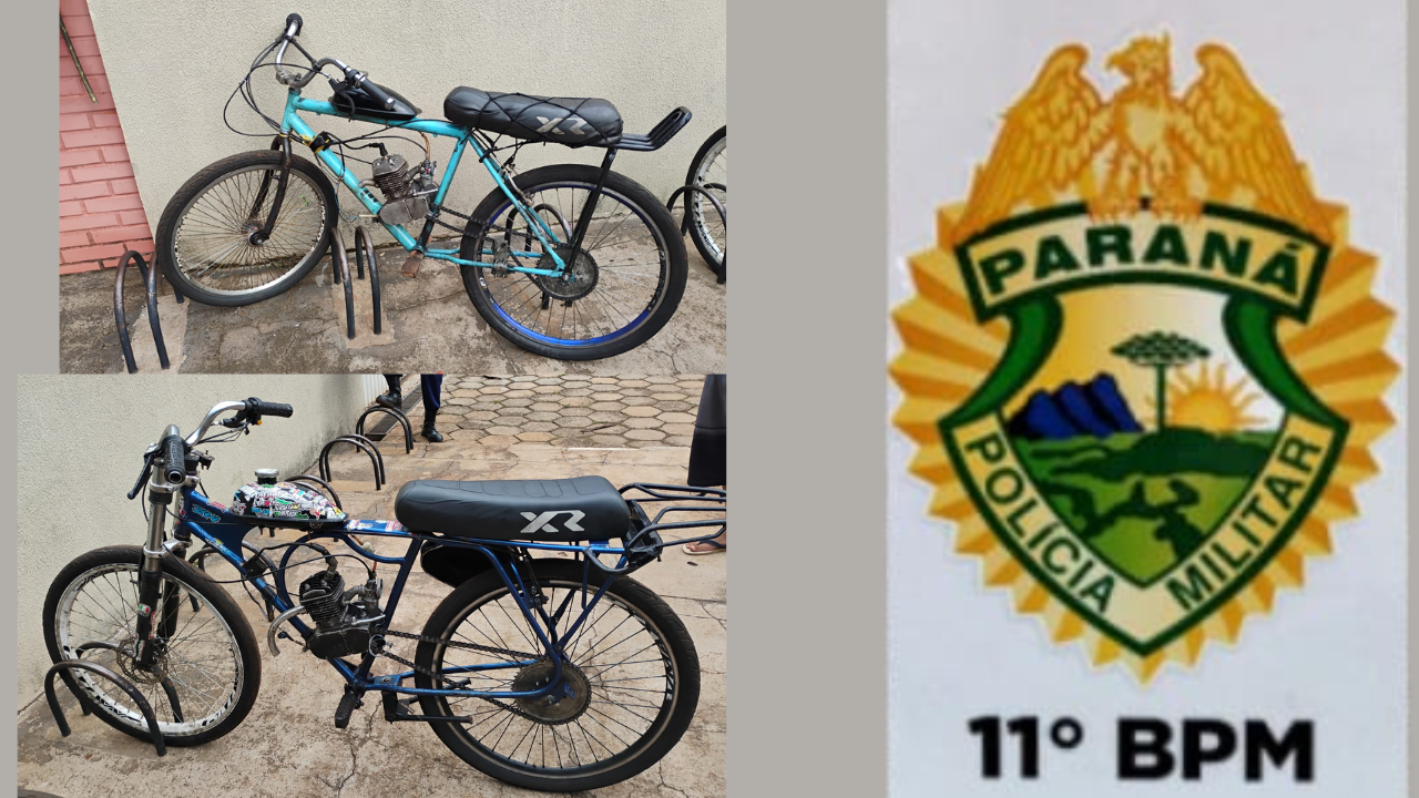 Adolescentes são detidos em Campo Mourão com bicicletas motorizadas suspeitas de furto