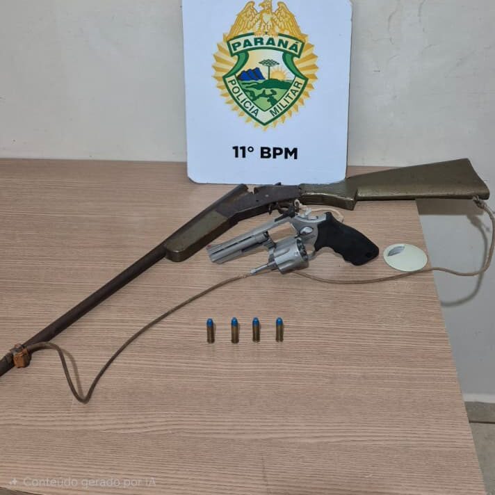Homem é detido em Piquirivai por ameaça e posse ilegal de armas com numeração raspada