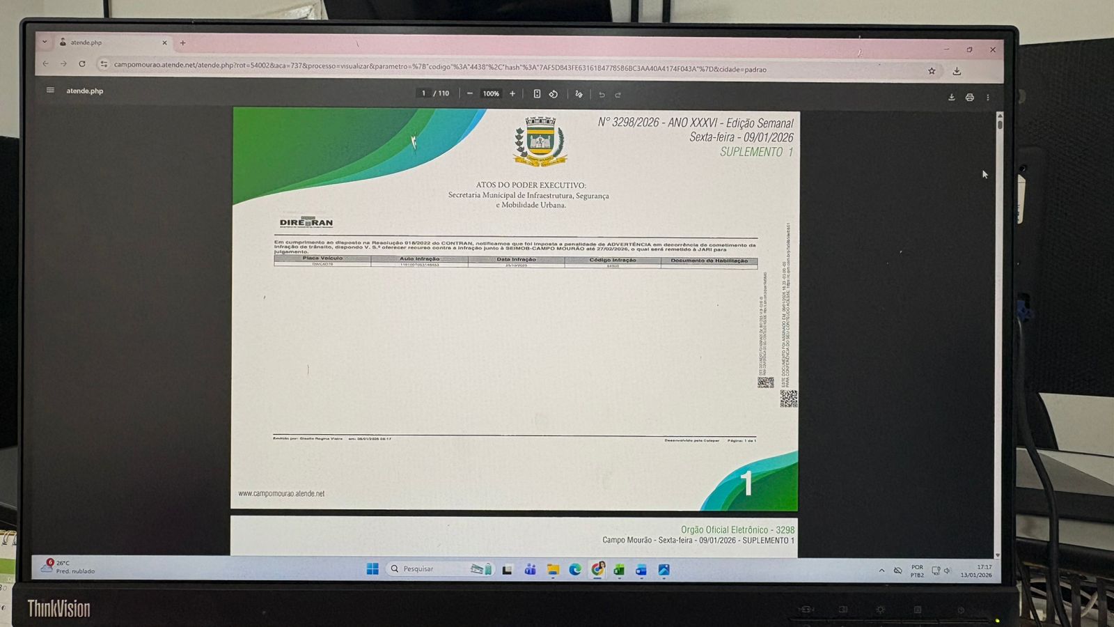 Órgão oficial eletrônico é um dos canais de notificações de infrações de trânsito