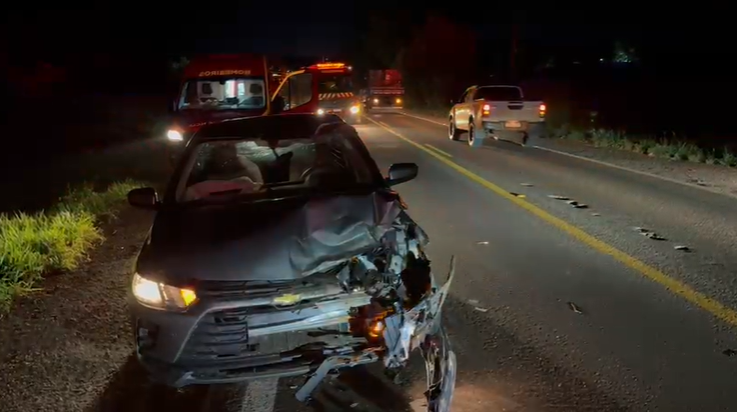 Motorista fica ferido em colisão entre carro e caminhão na BR-487 em Campo Mourão