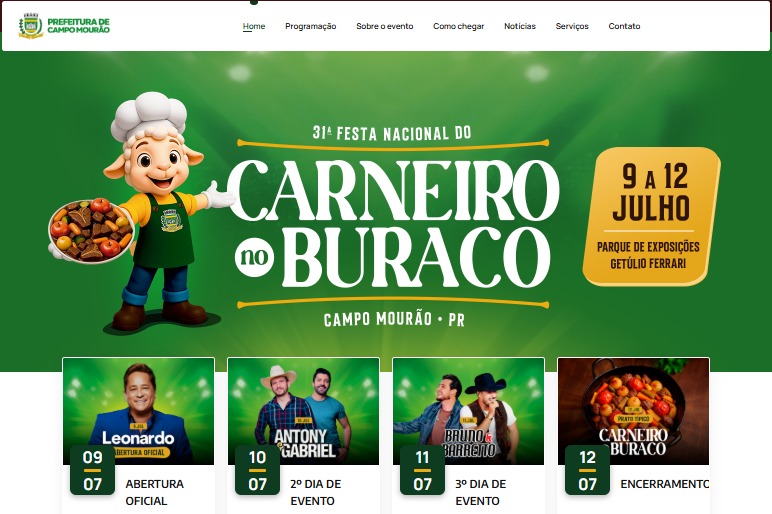 Programação da Festa Nacional do Carneiro no Buraco está disponível no site oficial