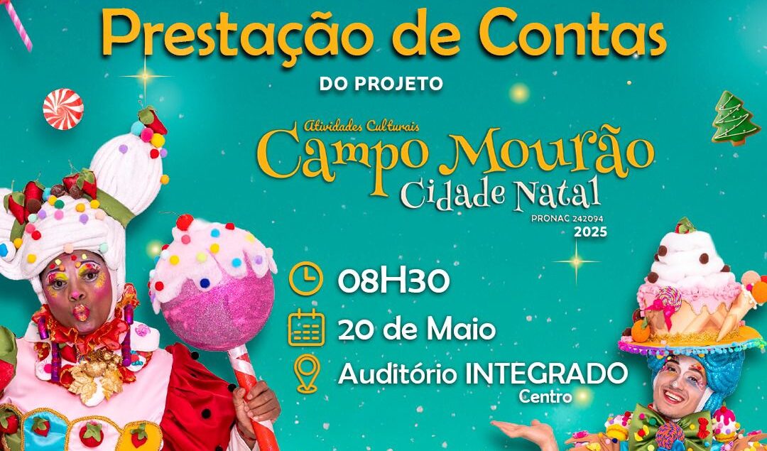 Associação Sou Arte apresenta prestação de contas do projeto “Campo Mourão Cidade Natal 2025” nesta quarta-feira