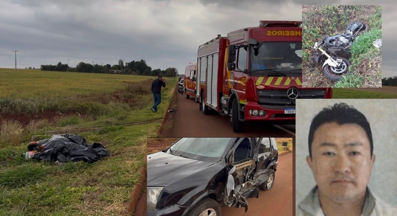 FAROL — O motociclista Ricardo Yutaka Tamagawa, de 49 anos, morreu em acidente de trânsito na BR-272