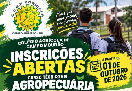 Colégio Agrícola de Campo Mourão abre inscrições para curso técnico em Agropecuária