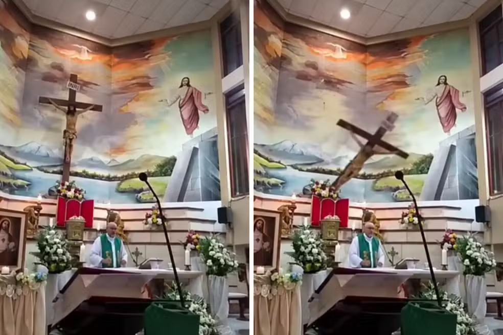 PADRE MORRE APÓS CRUZ CAIR SOBRE SUA CABEÇA DURANTE MISSA NO EQUADOR