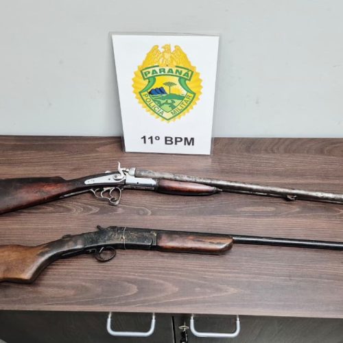 Polícia Militar apreende espingardas em propriedade rural de Iretama
