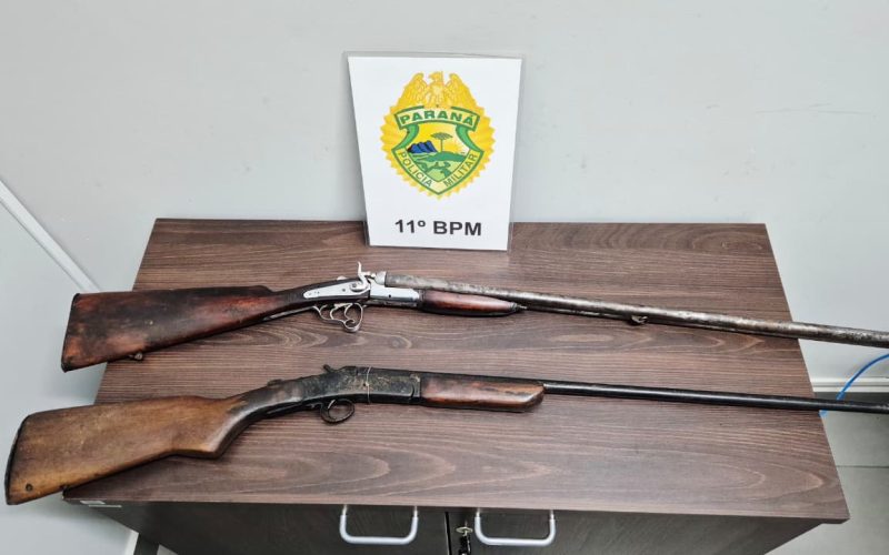 Polícia Militar apreende espingardas em propriedade rural de Iretama