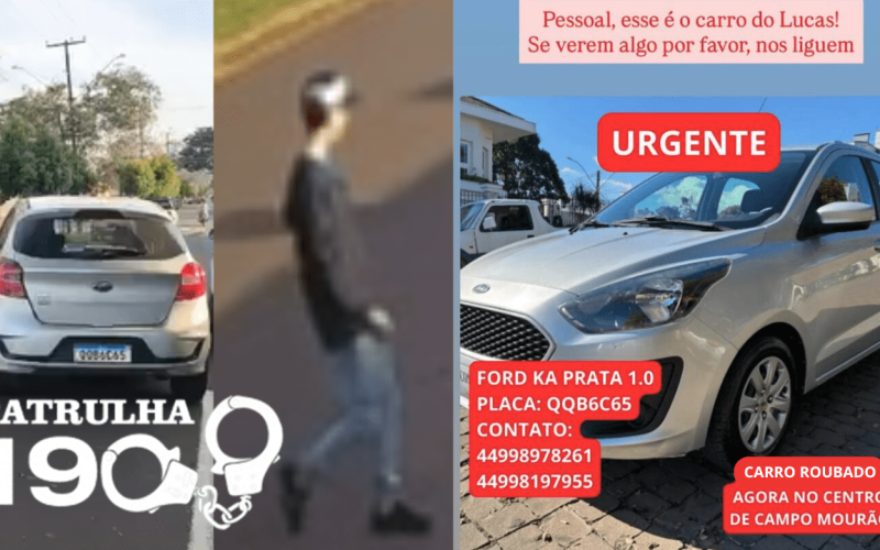 Carro roubado no centro de Campo Mourão