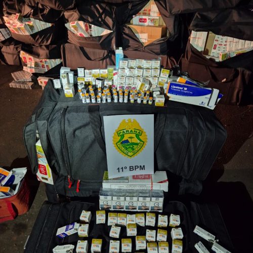 Polícia Militar apreende carga de cigarros e medicamentos contrabandeados em Campo Mourão