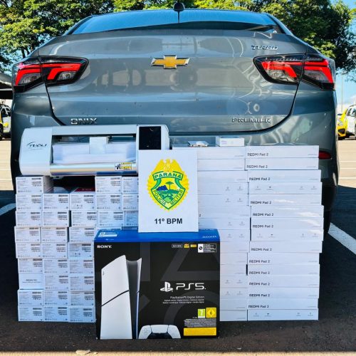 Polícia Militar apreende carga de eletrônicos contrabandeados em Luiziana
