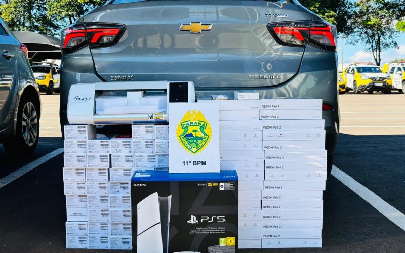 Polícia Militar apreende carga de eletrônicos contrabandeados em Luiziana