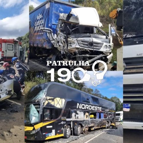 ACIDENTE GRAVE NA BR-277 EM GUARAPUAVA ENVOLVE CINCO VEÍCULOS E DEIXA QUATRO FERIDOS