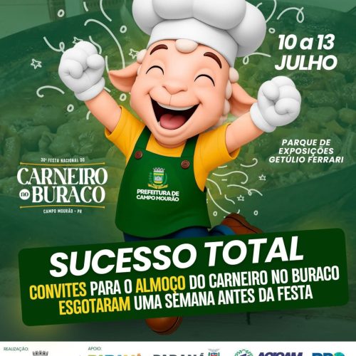 Ingressos Esgotados para o Almoço do Carneiro no Buraco em Campo Mourão