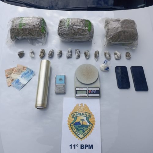 ROCAM apreende mais de 3 kg de maconha e cocaína em Campo Mourão