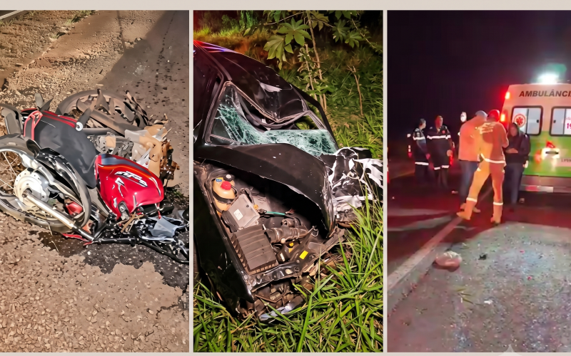 Motociclista morre em colisão frontal na BR-487 em Campo Mourão; motorista foge