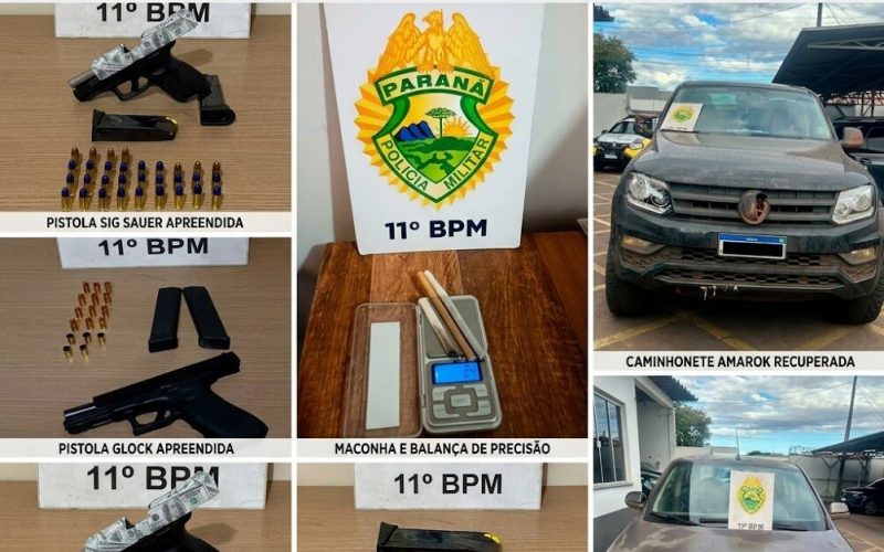Combate ao crime: 11º BPM apreende armas, drogas e recupera veículos em Campo Mourão e região