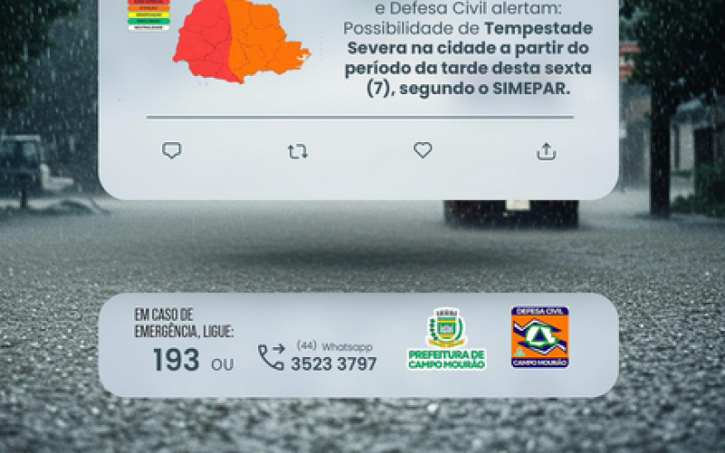 Alerta de Chuva Severa em Campo Mourão: Defesa Civil Pede Cuidado