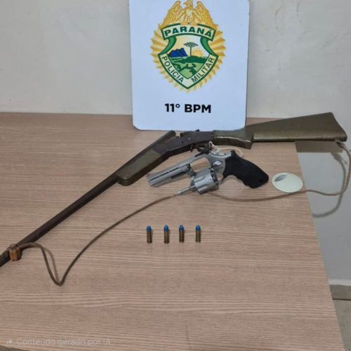 Homem é detido em Piquirivai por ameaça e posse ilegal de armas com numeração raspada