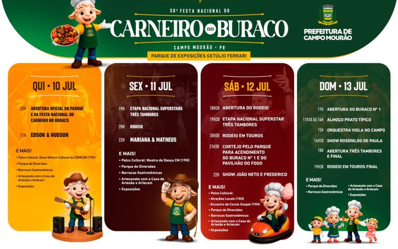 Festa Nacional do Carneiro no Buraco retorna ao parque de exposições com programação para toda a família