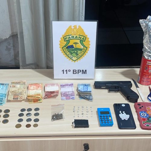 Casal é preso em Iretama com drogas, simulacro de pistola e dinheiro
