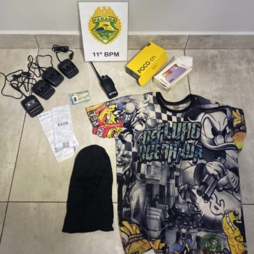 Polícia Militar recupera veículo roubado e apreende materiais utilizados em crimes em Iretama