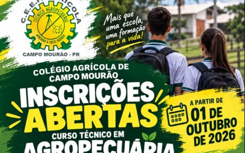 Colégio Agrícola de Campo Mourão abre inscrições para curso técnico em Agropecuária