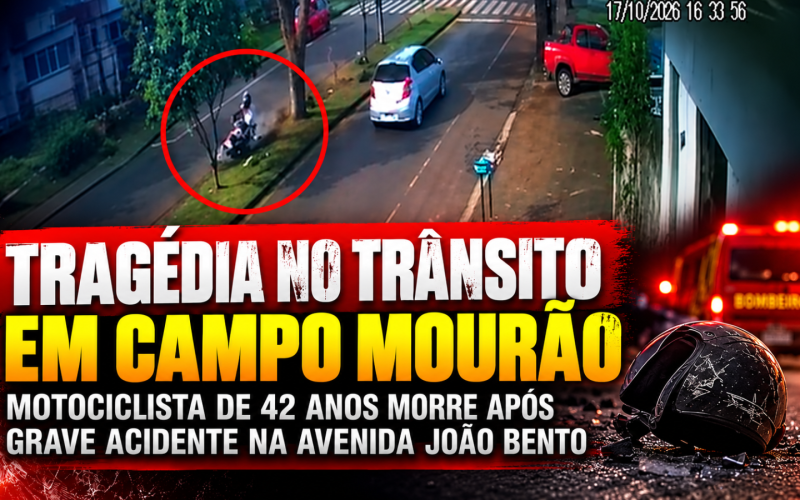 Motociclista de 42 anos morre após grave acidente na Avenida João Bento, em Campo Mourão