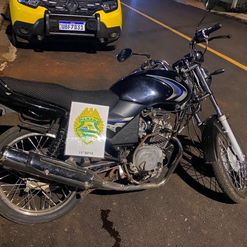 Moto furtada em 2022 e recuperada sem baixa no sistema é apreendida em Iretama