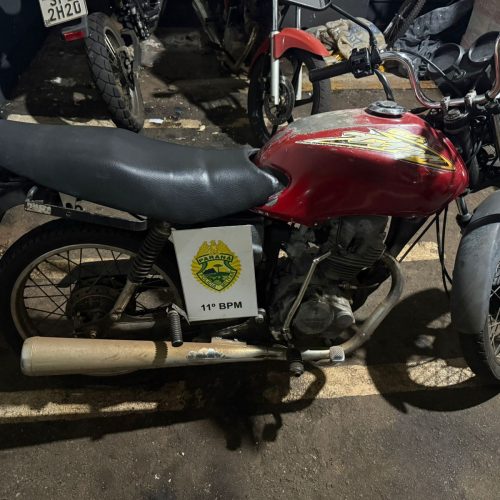 PM apreende motocicleta com chassi e motor raspados no Jardim Lar Paraná