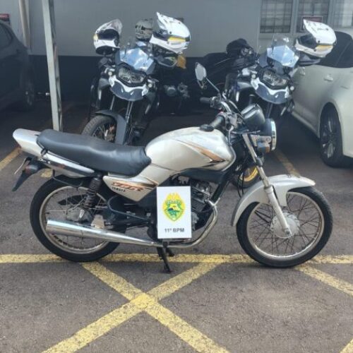 Polícia Militar recupera motocicleta furtada no Jardim Modelo