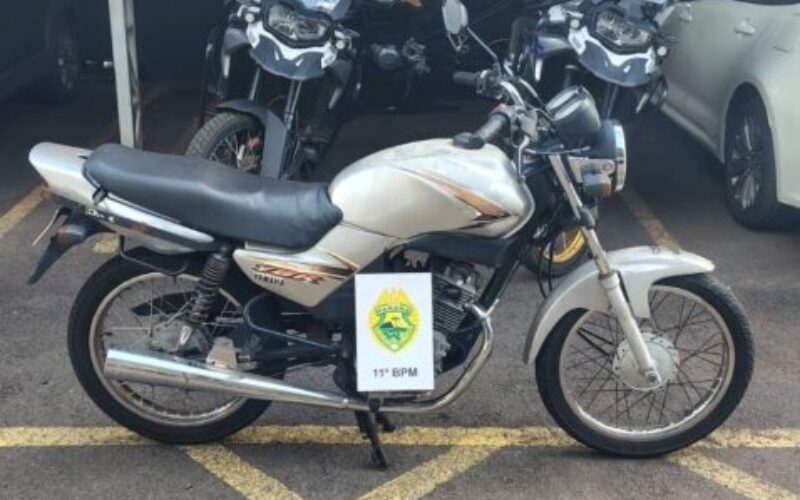 Polícia Militar recupera motocicleta furtada no Jardim Modelo