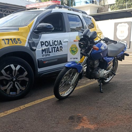 Polícia Militar recupera motocicleta furtada no bairro Lar Paraná, em Campo Mourão