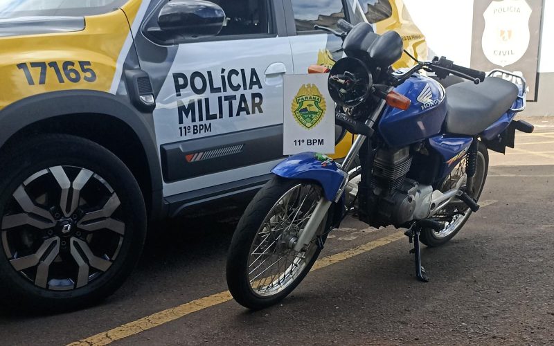 Polícia Militar recupera motocicleta furtada no bairro Lar Paraná, em Campo Mourão