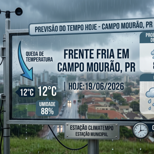Frente fria traz chuva e queda de temperatura nesta sexta-feira em Campo Mourão