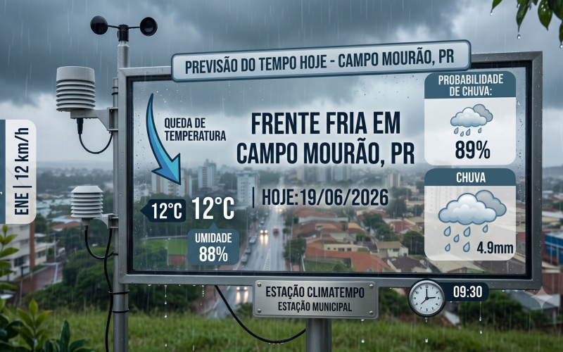 Frente fria traz chuva e queda de temperatura nesta sexta-feira em Campo Mourão