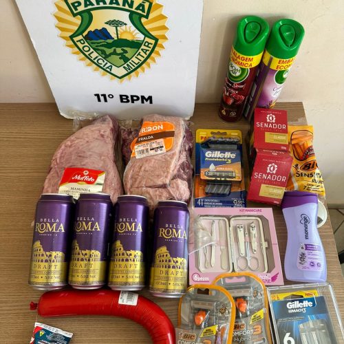 Homem é detido após furtar carne e kits de barbear em estabelecimento de Campo Mourão