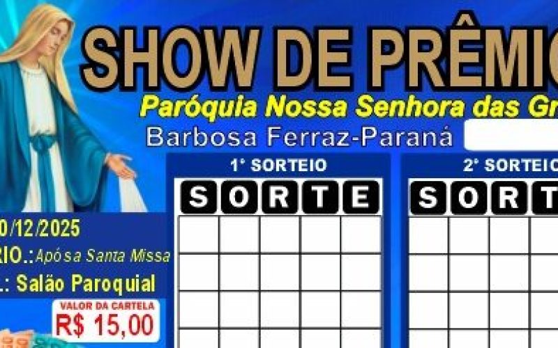 Paróquia de Barbosa Ferraz Realiza Grandioso Show de Prêmios em Prol da Reforma