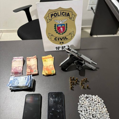 Polícia Civil apreende pistola turca e pedras de crack no Conjunto Maria Barleta