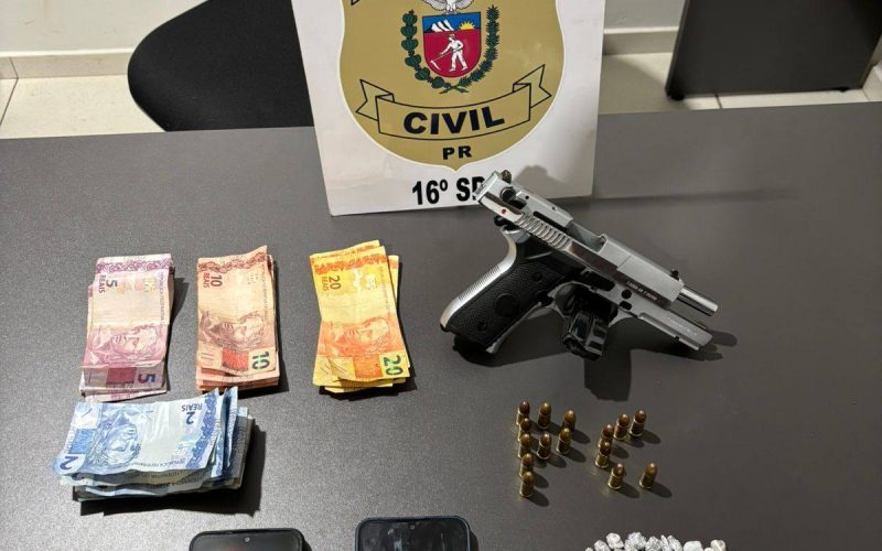 Polícia Civil apreende pistola turca e pedras de crack no Conjunto Maria Barleta