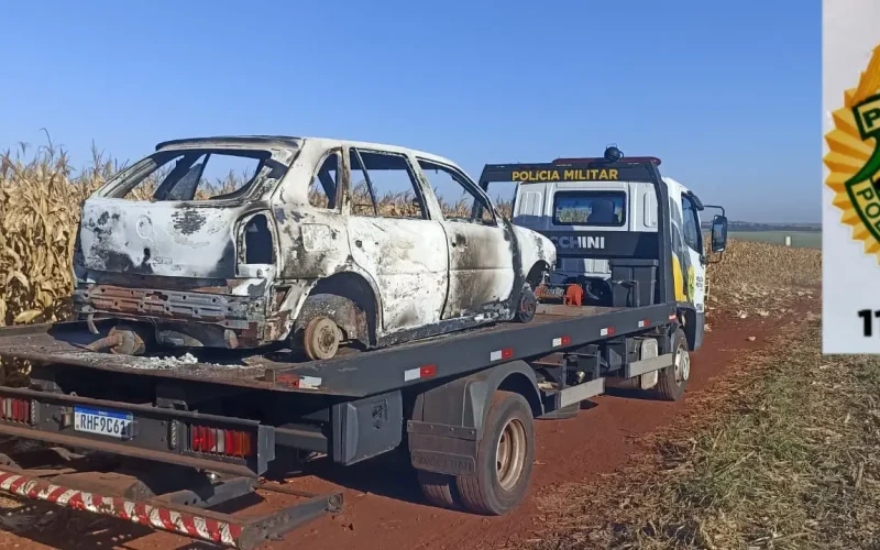 Veículo Furtado é Encontrado Queimado em Área Rural de Campo Mourão