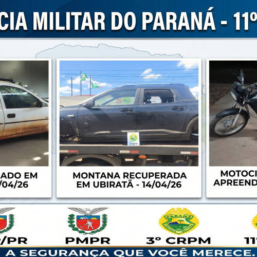 1º BPM intensifica cerco ao crime e recupera veículos em Ubiratã, Mamborê e Iretama