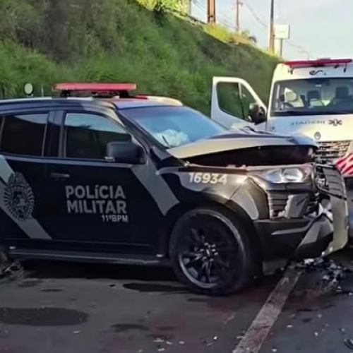 Viatura da ROTAM de Campo Mourão se envolve em acidente na PR-317 próximo a Maringá