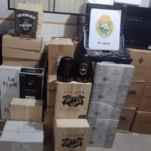 Roubo e apreensão de 777 garrafas de vinho em Campo Mourão