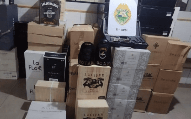 Roubo e apreensão de 777 garrafas de vinho em Campo Mourão